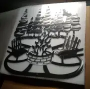 Modern Metal Wall decor campfire scene trees large wall hang accent decorative