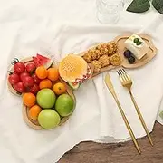 Doloburn Solid Wood Rustic Modern T-Shaped Appetizer Board, 16 Inches x 8 Inches, Bamboo Grain, Perfect for Housewarming & Bachelorette Party, Reusable, Smooth Finish, Hand Wash Only, DISHWARE_PLATE