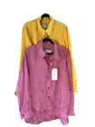 Set of 2 NWT Rosen Button Front Long Sleeve Double Shirt Layered Blouse Top 5/6