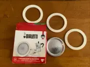 Bialetti 3 Rubber Ring Gaskets + 1 Filter Plate, Moka Compatible 3-4 Cups