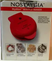 Nostalgia My Mini Waffle Maker 5" Cooking Surface. Brand New Factory Sealed. Red