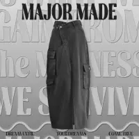 在飛比找momo購物網優惠-【MAJOR MADE】厚磅多口袋開衩工裝長裙(牛仔裙/工裝