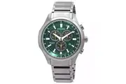 Citizen Eco-Drive Super Titanium Chronograph Green Dial AT2530-85X 100M Men's Watch