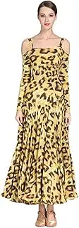 [YHHGDS] Printed Ballroom Dance Dresses Women's Waltz Dance Dress Shoulder Straps Salsa Dance Practice Costume