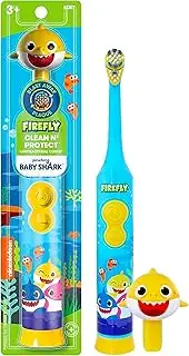 Firefly Clean N' Protect, Baby Shark Toothbrush with 3D Character Cover, Soft Bristles, Anti-Slip Grip Handle, Battery Included, Ages 3+, 1 Count
