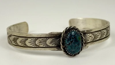 Native American 925 Sterling Silver Kingman Turquoise Bracelet