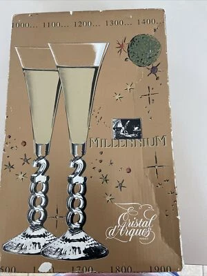 Crystal d Arques Millenium Champagne Flutes - Set 2 - New In Box