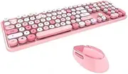 Mofii Wireless Keyboard and Mouse Combo,2.4G USB Multi-Color Cute Full Size Keyboard and Optical Mice Set for Computer Desktop PC Laptop (Pink-Mixed)……