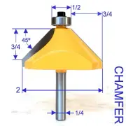 1 PC 1/4" Shank 3/4" Cutting Depth 45° Chamfer Router Bit