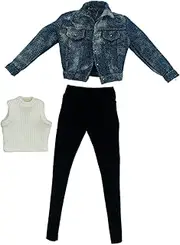 Generic 1:6 Female Casual Jean Jacket Set for 12inch BJD Doll, Dark Blue