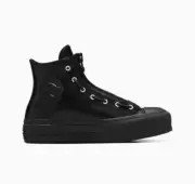 NEW!! Converse Chuck Taylor All Star Lift Leather Platform Zip Sz 9 Women Black