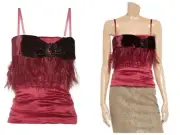 4K Vintage Dolce & Gabbana Red Embellished Corset Top with Crystals and Feathers