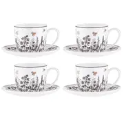 Ashdene Queen Bee 4 Piece Cup & Saucer Set 230ml