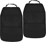 Zsanhua Car Seat Kick Mats - 2 Pack Anti-Dirty Car Back Seat Protectors with Adjustable Straps and 2 Mesh Pockets