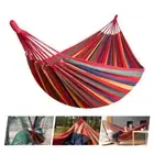 Outdoor Thickened Canvas Hammock Swing Net Anti Rollover Striped Hanging Hammock