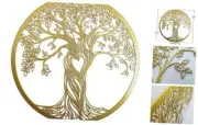 Metal Wall Decor, Tree Art Wall Sculpture, Metal Wall Art 11.8L" x 11.8W" Gold