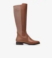 Cole Haan Women's Noelle Knee High Boot, Chainstitch Leather/Stretch, Chestnut 7