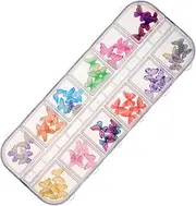 12 Nail Art Accessories Nail Charm 3D Nail Art Gems Sticky Gems Butterfly Nails Charms Gel Nail Polish Butterfly Nail Decor Glitter for Butterfly Charms Kit Stickers Acrylic