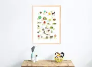 Nursery Decor, Wall Art Decor, Nature Themed, Multi Language Alphabet Prints