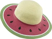 [Muryobao] Girl Kids Summer Straw Wide Brim Floppy Beach Sun Hat