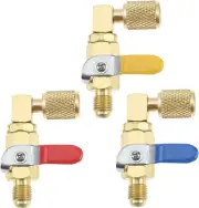 3PCS A/C Refrigerant Ball Valve,1/4" SAE 90 Degree Shut-Off Valves Replacement f