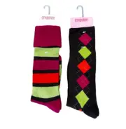 Gymboree Girls Socks Sz 8 & Up NWT Argyle & Stripe 2 Pairs New Old Stock
