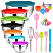 TeamFar Mixing Bowls with Lids Set of 7 Stainless Steel Nesting Mixing Bowls ...