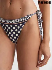 Reiss Navy/White Zana Polka Dot Self-Tie Bikini Bottoms (N06171) | $95