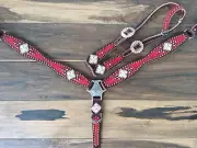 Western Havana Leather Set of Headstall/ Breast Collar with Fringes