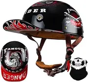Retro Portable Helmet Half Jet Helmets, Vintage Motorcycle Half Helmet Helmets Bowl Helmet Scooter Scooter DOT/ECE Approved Retro Motorcycle Half Helmet K,L=59-60cm