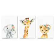Set of Cute Baby Safari Animals Nursery Wall Art #3