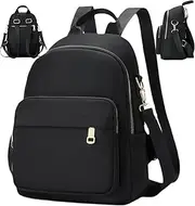 [CurcKua] Mini Backpack Mini Backpack for Women Multi-pocket Minimalist Black Small Backpack with Tote & Shoulder Strap Adjustable Waterproof Backpack Purse for Business, School, Travel Small Backpack