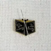 Cat Book Enamel Needle Minder, Go Away I'm Busy Fridge Magnet, Needle Holder