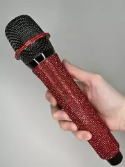 Red Rhinestone Wireless Karaoke Microphone + Receiver System - Rechargeable