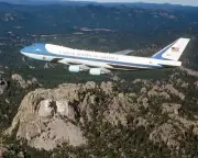 Color 8x10 photo of Air Force One Flying over Mt. Rushmore