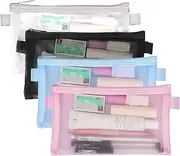[DABMAR] Transparent Mesh Pencil Bags,4Pcs Zipper Mesh Pencil Case Storage Bags,Exam Pencil Case,Clear Mesh Pencil Pouch,Mesh Zipper Pen Pouch,Nylon Pencil Storage Pouch,Zipper Mesh Bags Mesh Pen Pouch