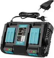 Dual Charging Power Adapter，Compatible for Makita BL1830 BL1415 BL1430 BL1840 BL1850 BL1860 14.4V-18V Li-ion Battery Replacement 3A Charger(EU Plug)