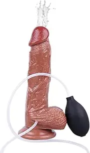 8.27 inch Realistic Dildo Ejaculating Penis for Beginners with Strong Suction Cup for Hands-Free Play,Soft Dildo with Curved Shaft and Balls for Women G-Spot and Anal Prostate Play