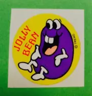 80s TREND Scratch & Sniff Stinky Sticker Glossy, JOLLY BEAN Jelly Bean GRAPE '84