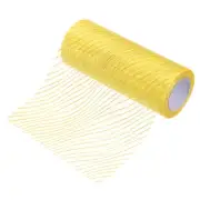 6" x 10 Yards Sheer Glitters Yarn Ribbon Nylon Wave Mesh Ribbon(Yellow)