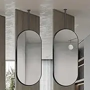 Mirror Oval Bathroom Mirror,Suspended Mirror Metal Frame Modern Nordic Vertical Hotel Hanging Mirrors (Boom can be Customized) (Size : 40cmx70cm)