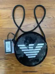EMPORIO ARMANI NWT Bag, Black, Sequine and Chamois