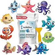 TEKWAVE- Extra Large Non Slip Bathtub Stickers for Kids, 10 Big Bathtub Stickers with Scraper, Anti Slip Bath Tub Shower Decal with Adhesive Back, Bath Stickers for Toddlers, 7.5x7.5 inches