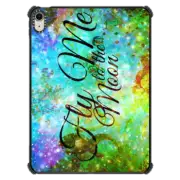 iPad Air 11-inch (M2/M3) iPad Impact Case FLY ME TO THE MOON, REVISITED - Bold Space Galaxy Romantic Typography Lyrics Colorful Blue Green Teal Galactic Cosmic Romance Abstract Painting