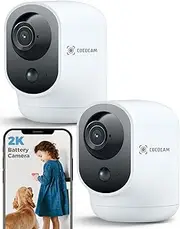 COCOCAM 2K Indoor Pan/Tilt Security Camera with 5200mAh Battery, WiFi Camera, Wireless for Baby Monitor/Pet Camera/Home Security, AI Recognition, PIR Human Detection, Compatible with Alexa (2)