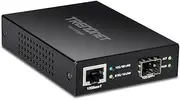 TRENDnet 10GBASE-T to SFP+ Fiber Media Converter, TFC-10GSFP, 1 x 10G RJ-45 Port, 1 x 10Gbps SFP+ Slot, NDAA & TAA Compliant, Power Adapter Included