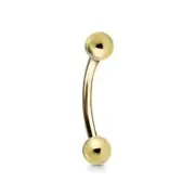 Curved Barbell Eyebrow Nipple Tongue Piercing Ring Real 14K Yellow Gold 16G, 18G