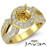 Diamond Engagement Filigree Ring Round Shape Semi Mount 14k Yellow Gold 1.4Ct