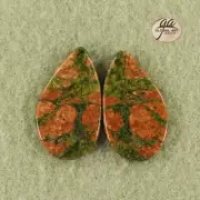 EA18603# 1 Pair Natural genuine Gemstone matched Unakite earrings Cab