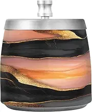 Marble Black Peach Stainless Steel Ashtray with Lid for Cigarettes for Home Indoor Car Office, Smokeless Windproof Waterproof Ashtray Outdoor for Cool Patio Decor